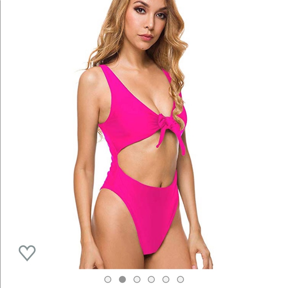 Pink tie front swimsuit